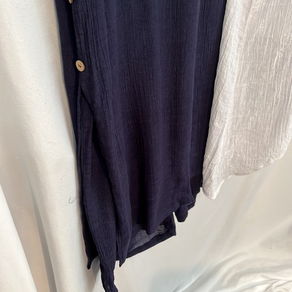 Picadilly Canada Womens Lightweight Summer White Shirt Navy Pant Set Size L - Picture 5 of 12